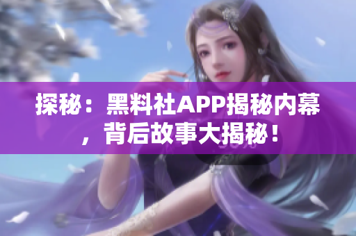 探秘：黑料社APP揭秘内幕，背后故事大揭秘！