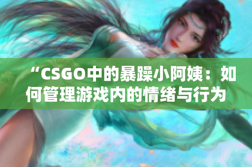 “CSGO中的暴躁小阿姨：如何管理游戏内的情绪与行为？”